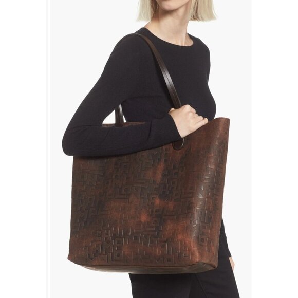 Longchamp Essential Embossed Leather North/South Tote Ombré Brown - Picture 2 of 16